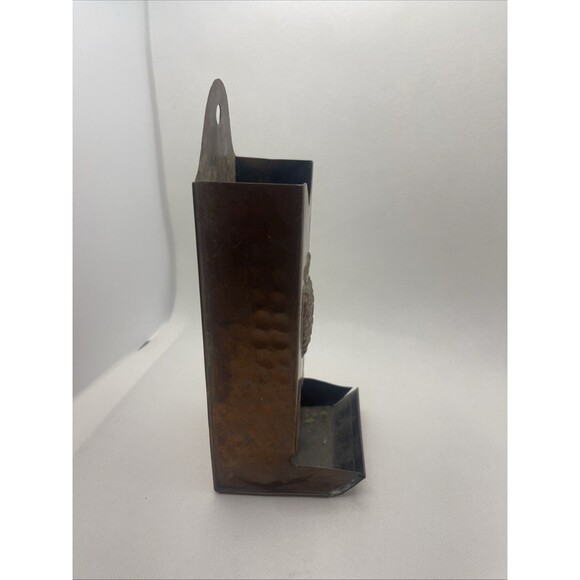 Vtg GREGORIAN Copper Match Stick Holder Hand Hammered Fireplace - Picture 2 of 8
